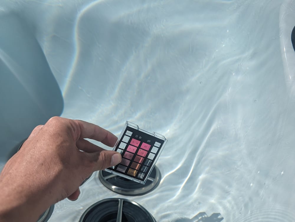 Testing hot tub water chemistry